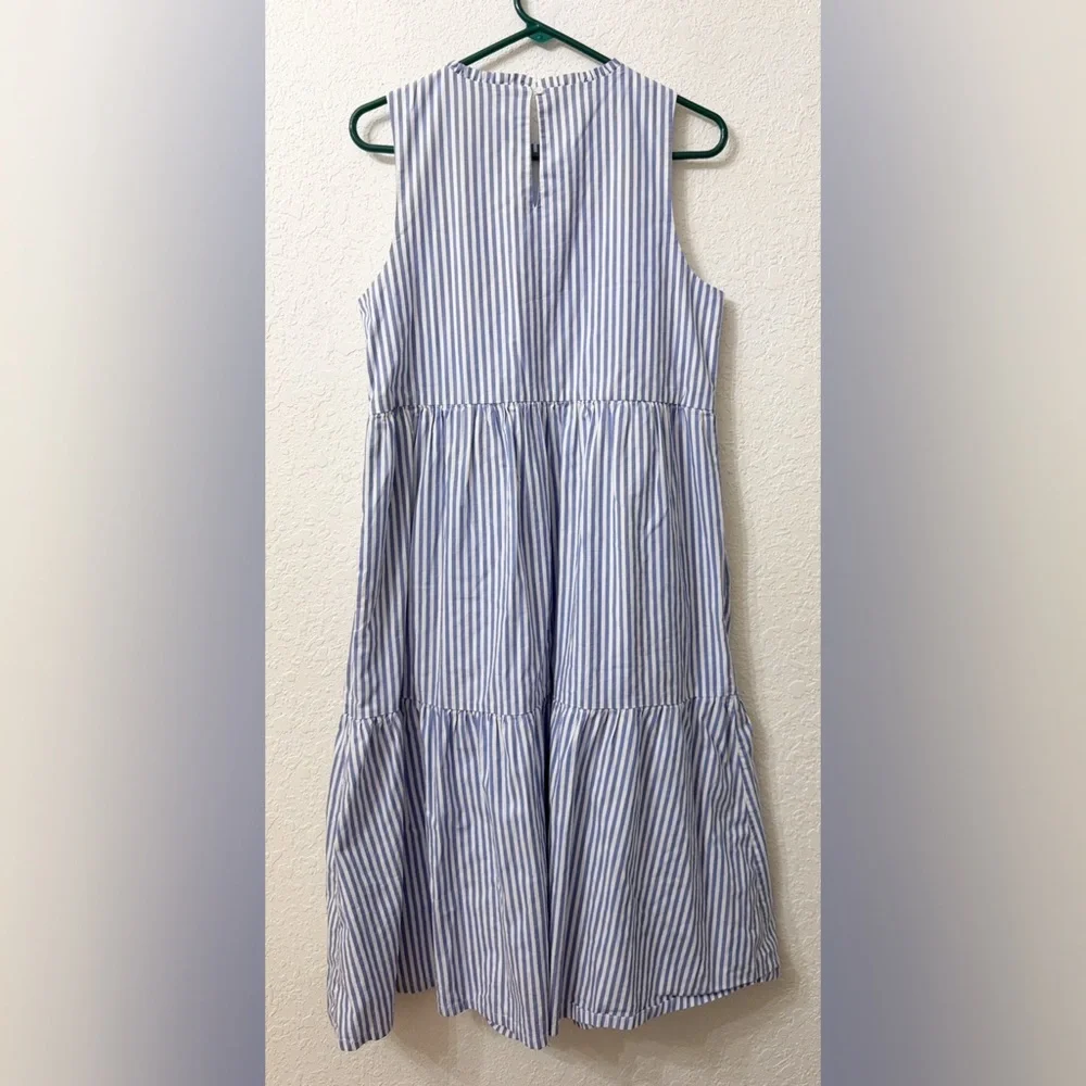 J. Crew Sleeveless Tiered Midi Dress in Cotton Poplin - 10 - Picture 6 of 13